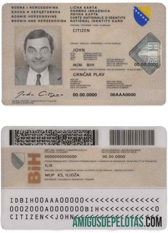 Modelo de identificação da Bósnia e Herzegovina